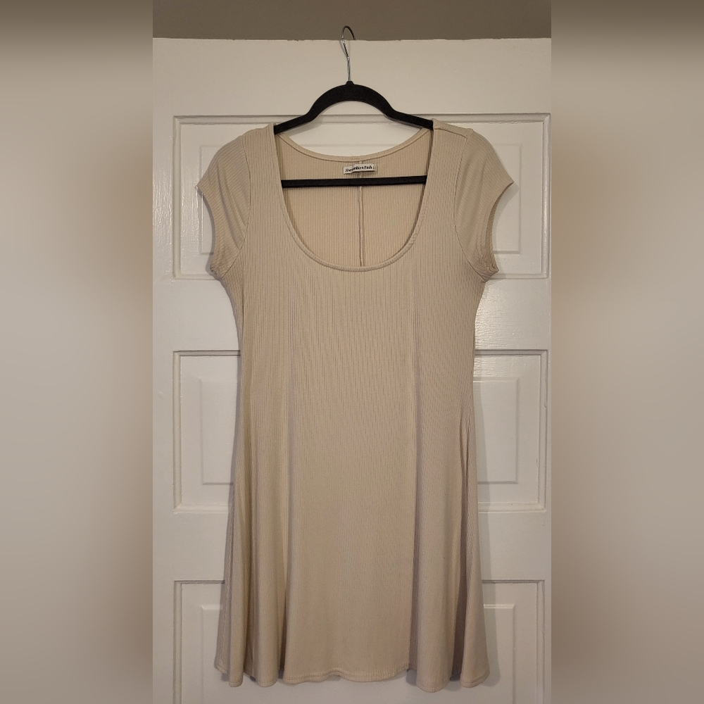 A+F Lightly Ribbed Scoop Neck Fit & Flare Dress